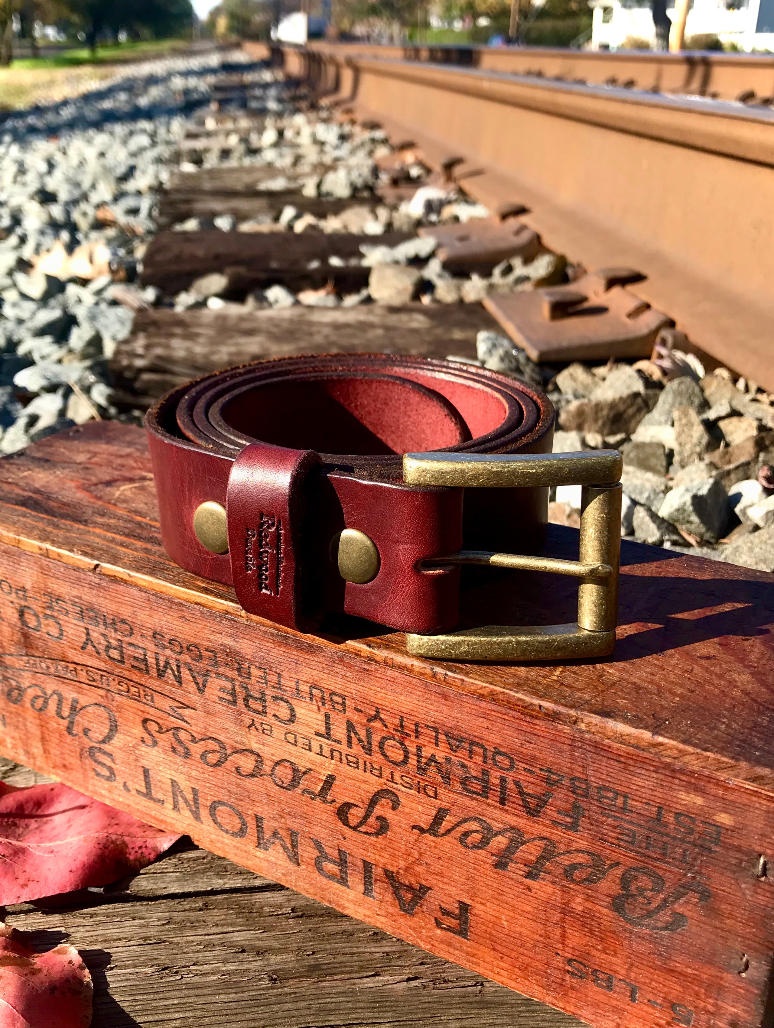 Burgundy leather outlet belt